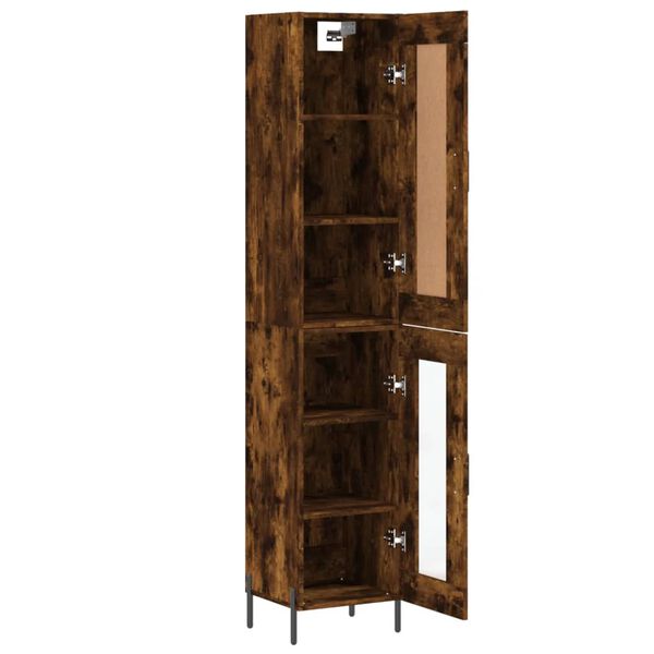 vidaXL Buffet haut Ch&ecirc;ne fum&eacute; 34,5x34x180 cm Bois d'ing&eacute;nierie