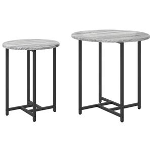 vidaXL Ensemble de tables d'appoint 2 pc Gris Sonoma et noir
