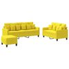 vidaXL Ensemble de canap&eacute;s 3 pcs avec coussins Jaune clair Tissu