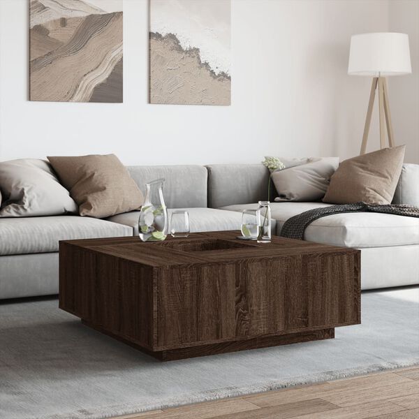 vidaXL Table basse ch&ecirc;ne marron 100x100x40 cm bois d'ing&eacute;nierie