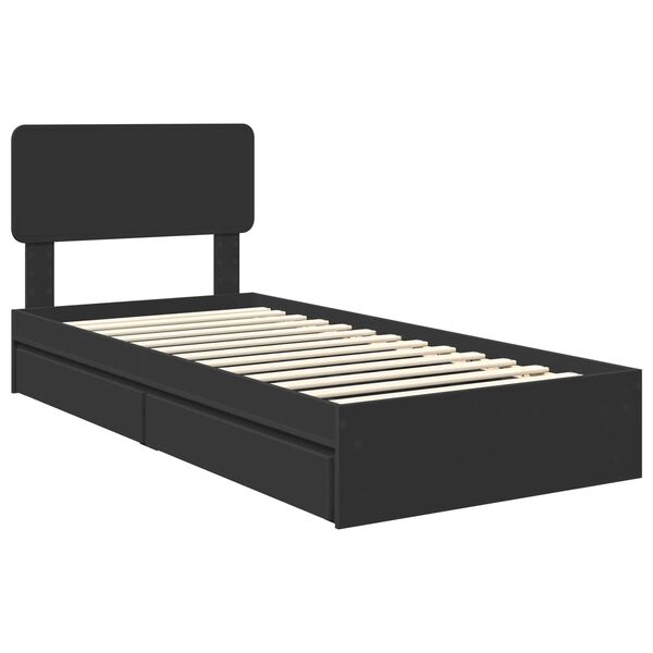 vidaXL Lit de Rangement Noir 100 x 200 cm Bois d'ing&eacute;nierie