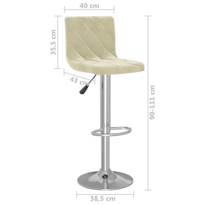 vidaXL Tabourets de bar lot de 2 crème velours