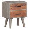 vidaXL Table de chevet Gris 40x30x50 cm Bois massif de manguier brut