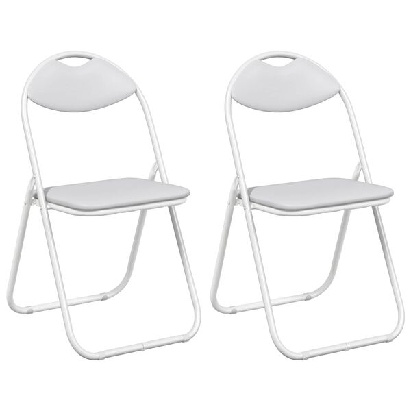 vidaXL Chaise pliante 2 pcs Blanc 48 x 43,5 x 81 cm Simili cuir