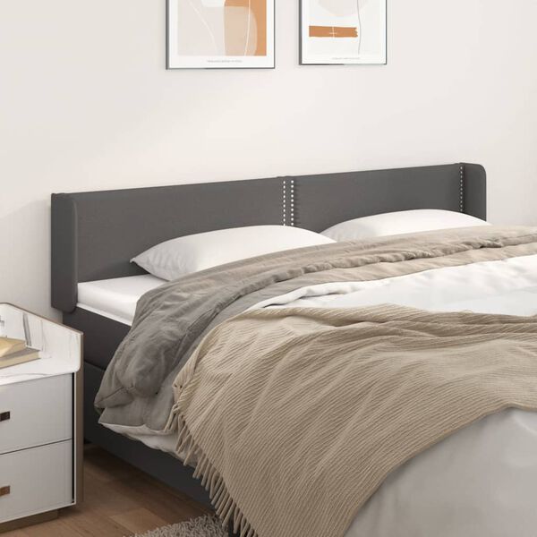 vidaXL T&ecirc;te de lit avec oreilles Gris 203x16x78/88 cm Similicuir