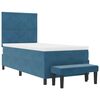 vidaXL Lit &agrave; ressorts avec matelas Bleu fonc&eacute; 90 x 190 cm Velours