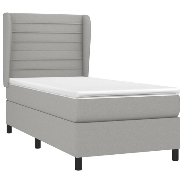 vidaXL Sommier &agrave; lattes de lit avec matelas Gris clair 100x200cm Tissu