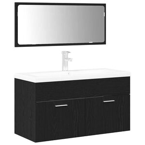 vidaXL Ensemble de mobilier de salle de bain 3 pcs Ch&ecirc;ne noir