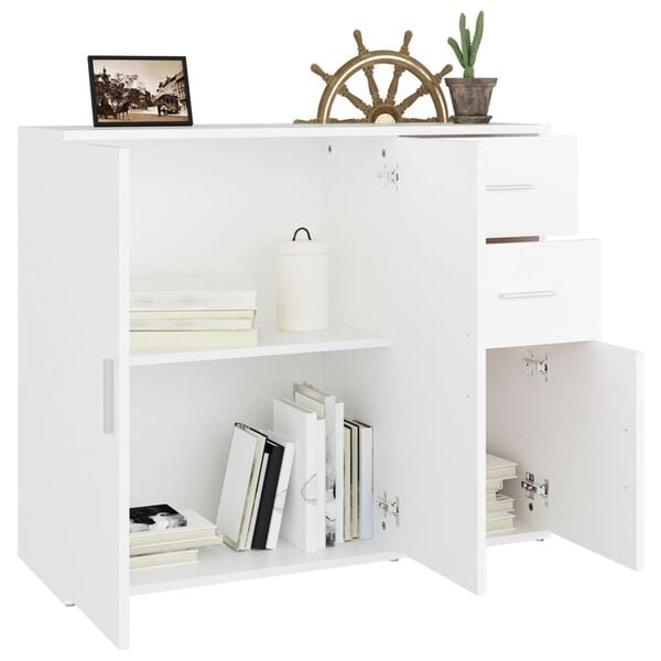 vidaXL Buffet Blanc 91x29,5x75 cm Bois d'ing&eacute;nierie