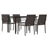 vidaXL Ensemble &agrave; manger de jardin 5 pcs coussins r&eacute;sine tress&eacute;e acier