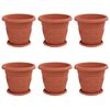 vidaXL Pots de plantes 6 pc Rouge brique &Oslash; 26 x 21.5 cm Plastique