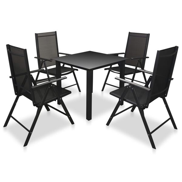 vidaXL Ensemble &agrave; manger d'ext&eacute;rieur 5 pcs chaises pliables Aluminium