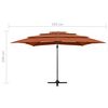 vidaXL Parasol de jardin &agrave; 4 niveaux avec m&acirc;t en aluminium terre cuite