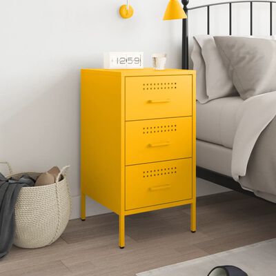 vidaXL Table de chevet jaune moutarde 36x39x68 cm acier laminé à froid