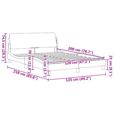 vidaXL Cadre de lit sans matelas crème 120x200 cm tissu