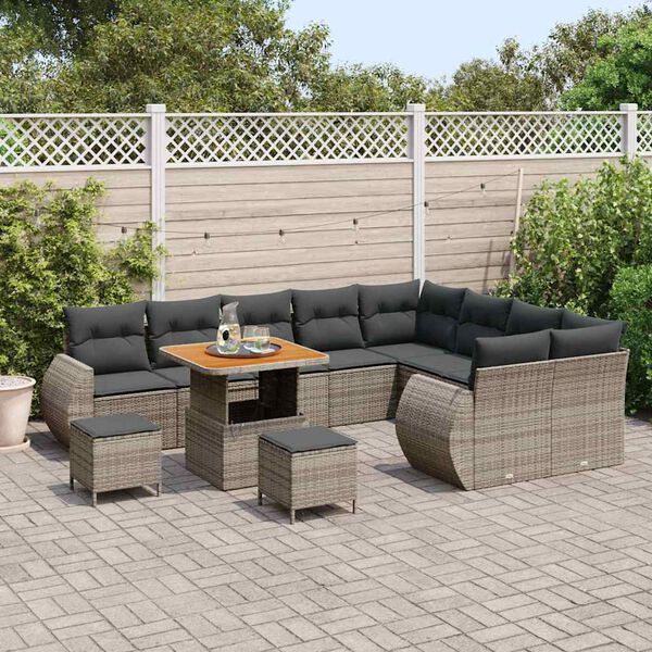 vidaXL Ensemble de canap&eacute; de jardin 12 pcs Gris polyrotin