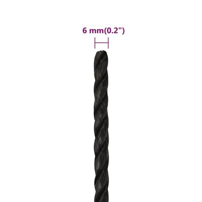 vidaXL Corde de travail Noir 6 mm 25 m polypropylène