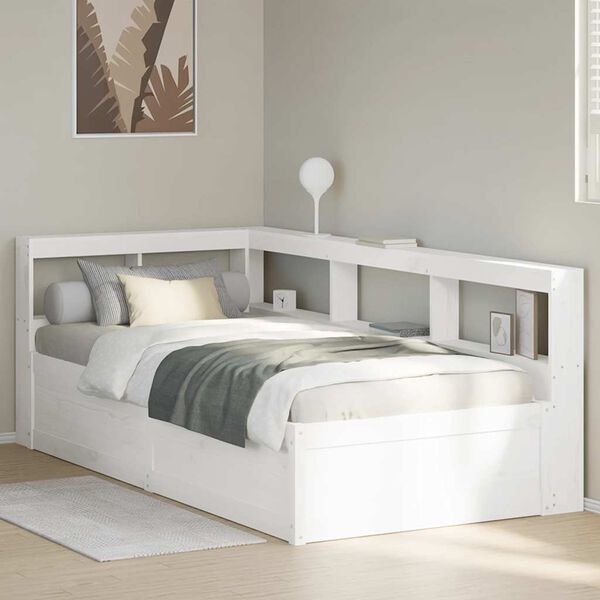 vidaXL Lit biblioth&egrave;que sans matelas blanc 100x200 cm bois pin massif