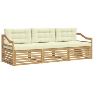 vidaXL Ensemble de canap&eacute;s d'ext&eacute;rieur 3 pc Blanc et cr&egrave;me Polyester