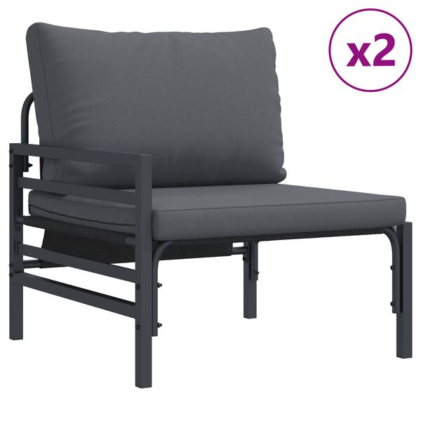 vidaXL Ensemble de canap&eacute; de jardin avec coussin 10 pcs Noir Acier
