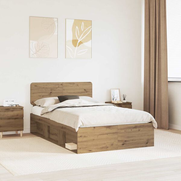 vidaXL Cadre de lit Ch&ecirc;ne artisan 135 x 190 cm Pin massif