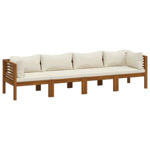 vidaXL Canap&eacute; de jardin 4 places et coussin cr&egrave;me Bois d'acacia massif