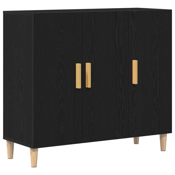 vidaXL Buffet Ch&ecirc;ne noir 90 x 34 x 80 cm Bois d'ing&eacute;nierie