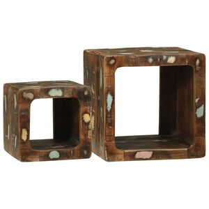 vidaXL Unites TV 2 pcs Multicolore 36 x 30 x 36 cm Bois Recycl&eacute; Solide