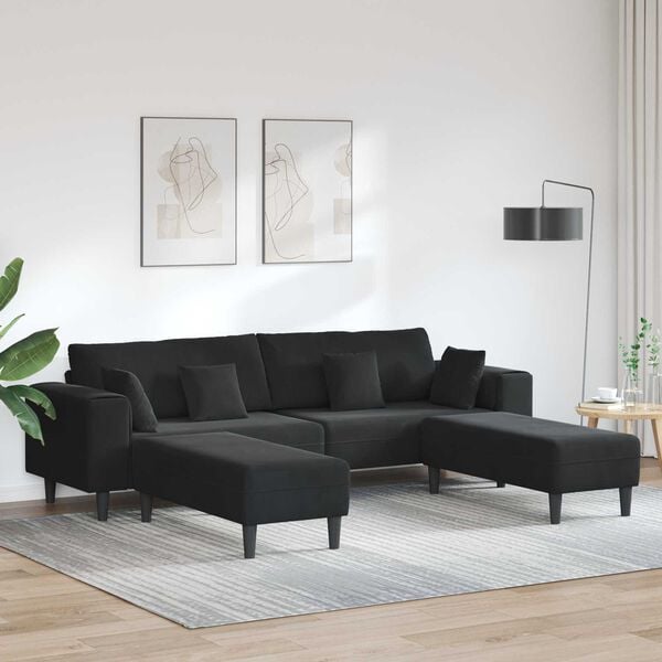 vidaXL Canap&eacute; 3 pcs Noir 250 x 188 x 76 cm Velours
