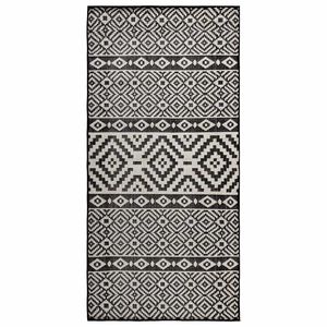 vidaXL Tapis &agrave; tissage plat d'ext&eacute;rieur 80x150 cm Rayures noires