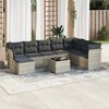 vidaXL Salon de jardin 9 pcs avec coussins gris clair r&eacute;sine tress&eacute;e