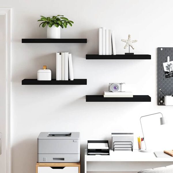 vidaXL &Eacute;tag&egrave;res murales flottantes 4 pcs noir 60x23,5x3,8 cm MDF