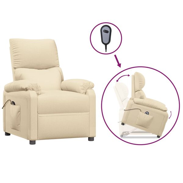 vidaXL Fauteuil Cr&egrave;me Tissu