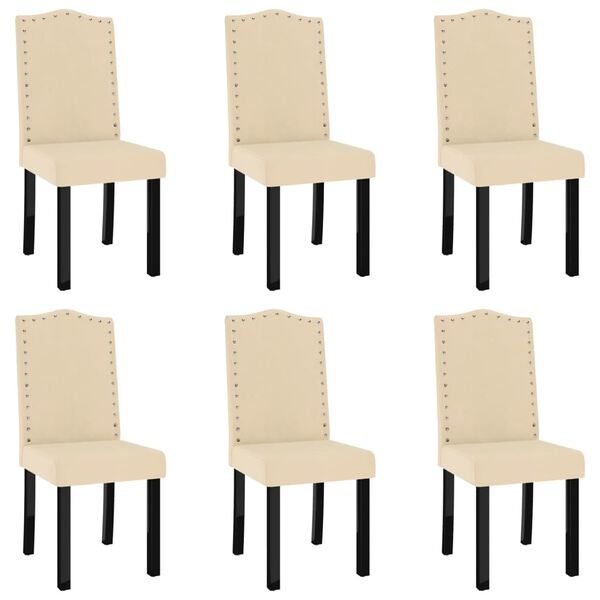 vidaXL Chaises &agrave; manger lot de 6 cr&egrave;me velours