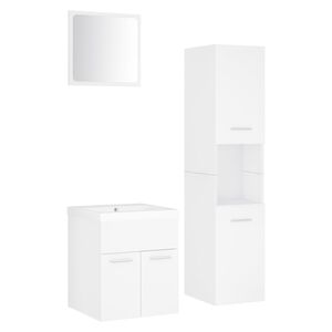 vidaXL Ensemble de meubles de salle de bain Blanc Agglom&eacute;r&eacute;