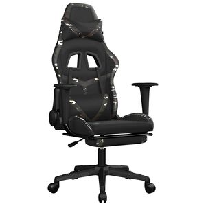 vidaXL Chaise de jeu de massage repose-pied Noir&Camouflage Similicuir