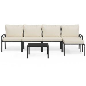 vidaXL Salon de jardin 6 pcs avec coussins sable acier
