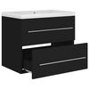 vidaXL Armoire d'&eacute;vier avec lavabo int&eacute;gr&eacute; Noir Agglom&eacute;r&eacute;