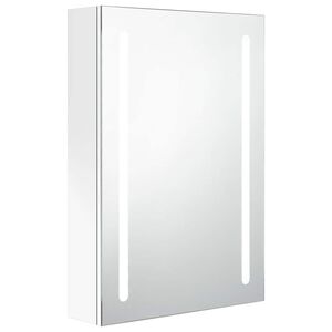 vidaXL Armoire de salle de bain &agrave; miroir LED Blanc brillant 50x13x70cm