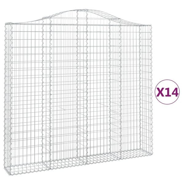 vidaXL Paniers &agrave; gabions arqu&eacute;s 14 pcs 200x30x180/200 cm Fer galvanis&eacute;