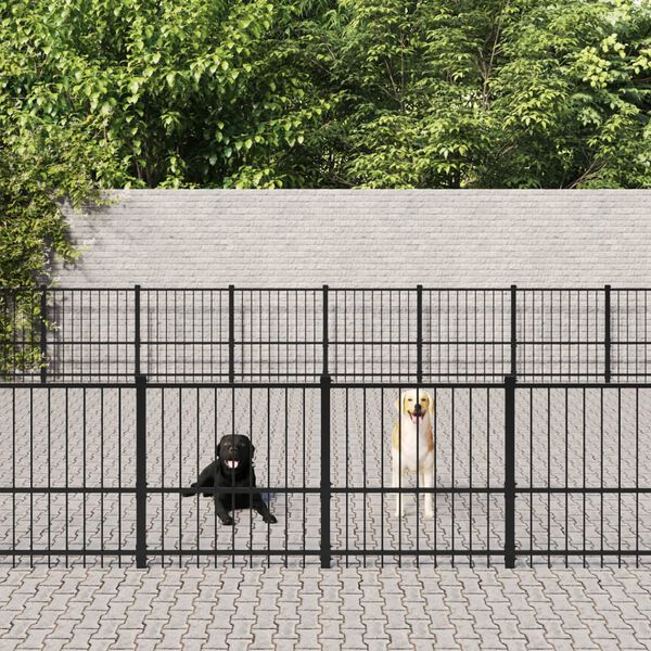 vidaXL Chenil d'ext&eacute;rieur pour chiens Acier 94,09 m&sup2;