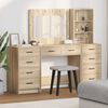 vidaXL Table de Toilette 3 pcs Ch&ecirc;ne Sonoma Bois d'ing&eacute;nierie
