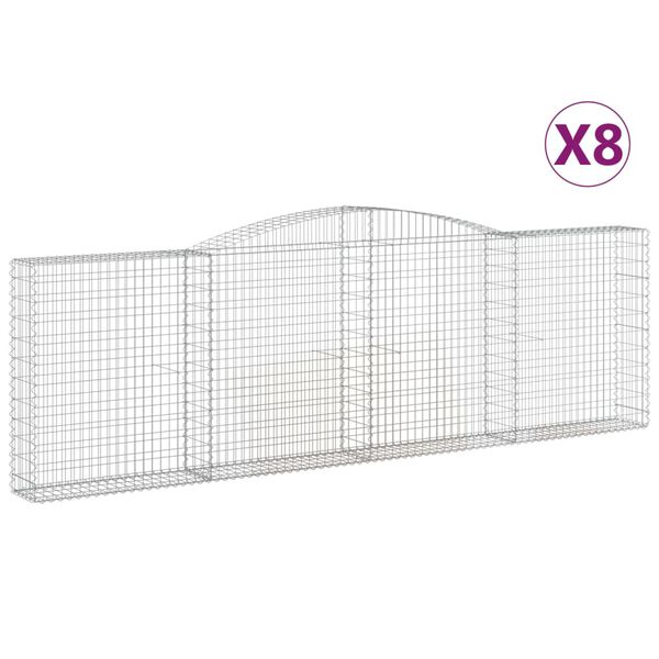 vidaXL Paniers à gabions arqués 8 pcs 400x30x120/140 cm Fer galvanisé