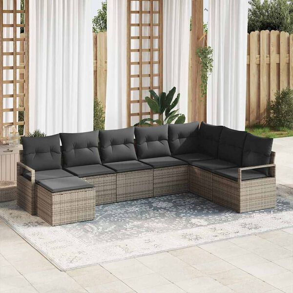 vidaXL Ensemble de canap&eacute; de jardin 8 pcs Gris Poly rotin