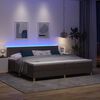 vidaXL Lit &agrave; ressort LED avec matelas Marron fonc&eacute; 200 x 200 cm tissu
