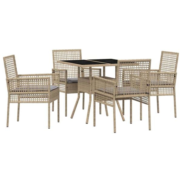 vidaXL Ensemble de salle &agrave; manger pour jardin 5 pcs Beige polyrotin