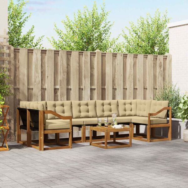 vidaXL Ensemble de canap&eacute;s d'ext&eacute;rieur 8 pcs Naturel et Beige