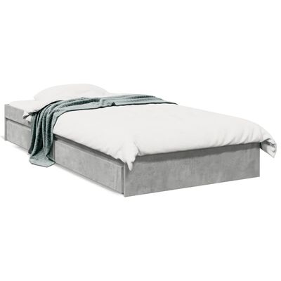 vidaXL Cadre de lit avec tiroirs sans matelas gris béton 100x200 cm