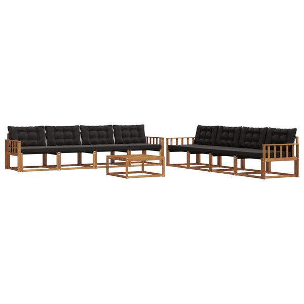 vidaXL Ensemble de canap&eacute;s d'ext&eacute;rieur 9 pcs Naturel et Noir