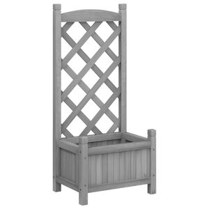 vidaXL Jardini&egrave;re avec treillis gris bois massif de sapin